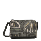 Lieblingstasche Anekke cross-body bag featuring an artistic architectural print in grey and black tones