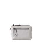 Lieblingstasche Physalis light grey leather coin purse with a front zippered pocket and silver hardware