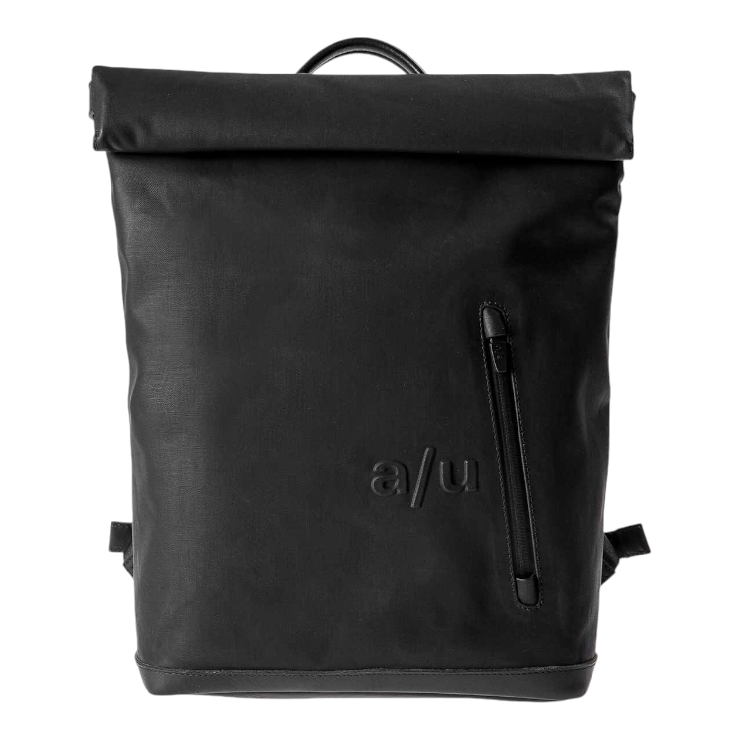 Lieblingstasche Wakayama black rolltop backpack with front zip pocket and minimalist design