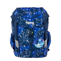 Lieblingstasche ergobag Mini children's backpack in blue with a playful bubble pattern and dolphin Kletties patch
