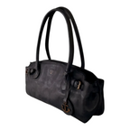 Lieblingstasche Adriella black leather handbag with anchor charm and shoulder straps