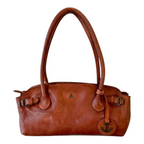 Lieblingstasche Adriella brown leather handbag with anchor charm and buckle details