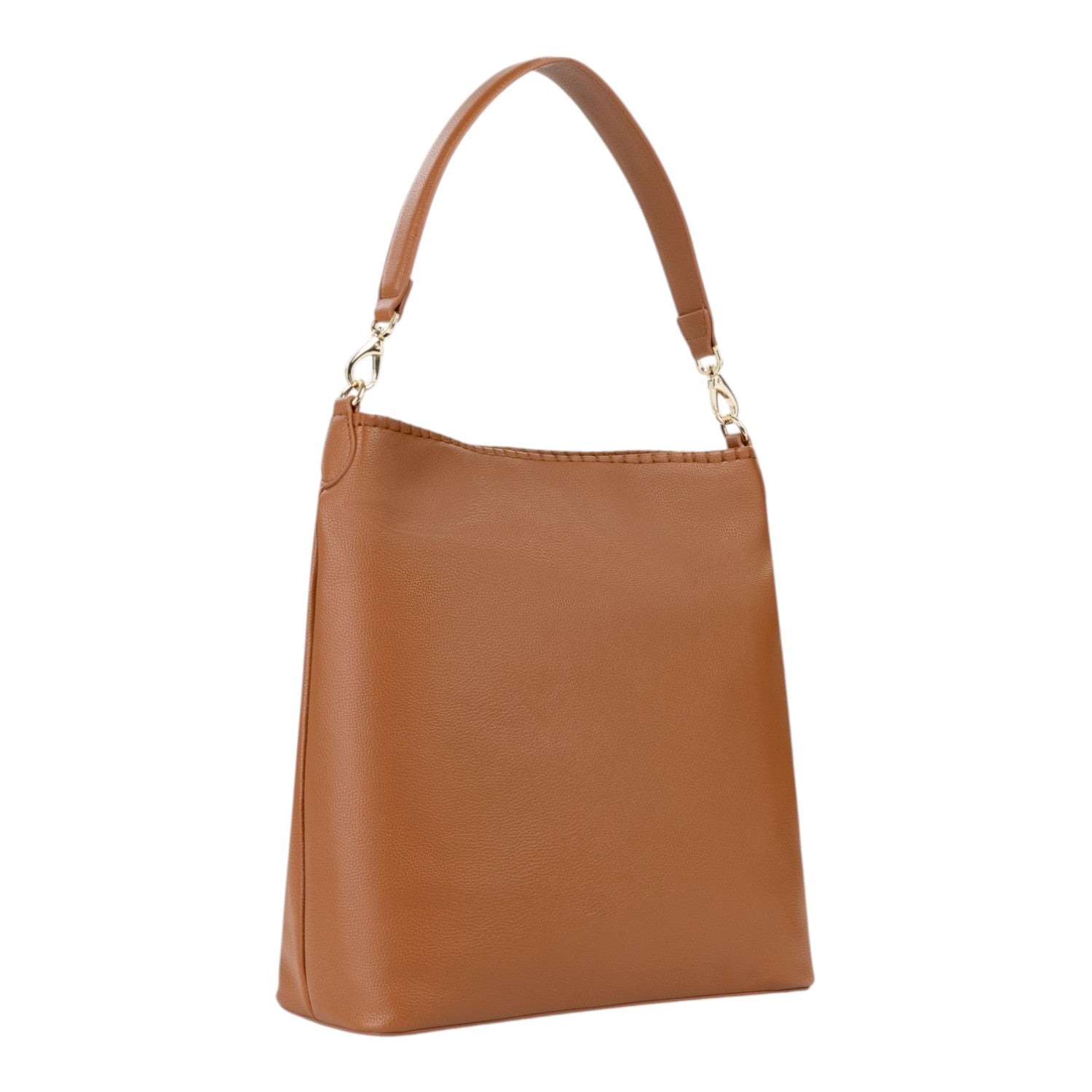 Lieblingstasche Aleksandra brown faux leather hobo bag with single strap and gold hardware.