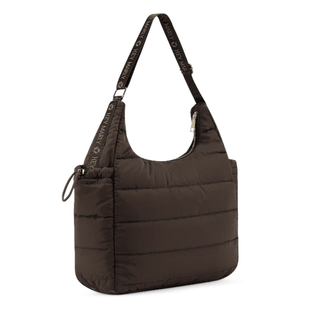 Lieblingstasche Alltime Buddy dark brown quilted hobo bag with branded adjustable shoulder strap