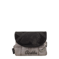 Lieblingstasche Anekke purse in grey and black with textured fabric, decorative stitching, and metallic logo detail