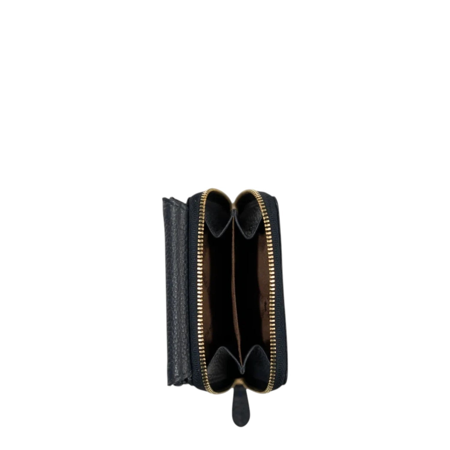 Lieblingstasche Asti RV Geldbörse 6CS in black pebbled leather with gold-tone zipper and open interior compartments