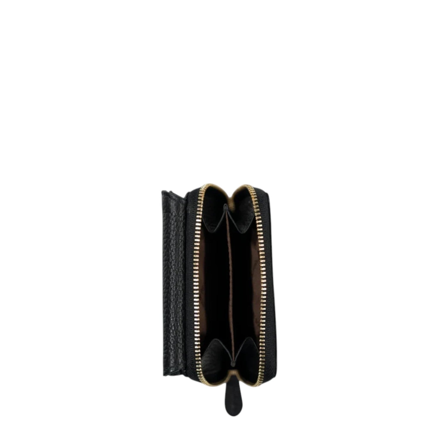 Lieblingstasche Asti RV Geldbörse 6CS black leather wallet with gold zipper and open interior compartments