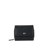Lieblingstasche Asti RV Geldbörse 6CS in black pebbled leather with a gold-toned metal bull logo emblem