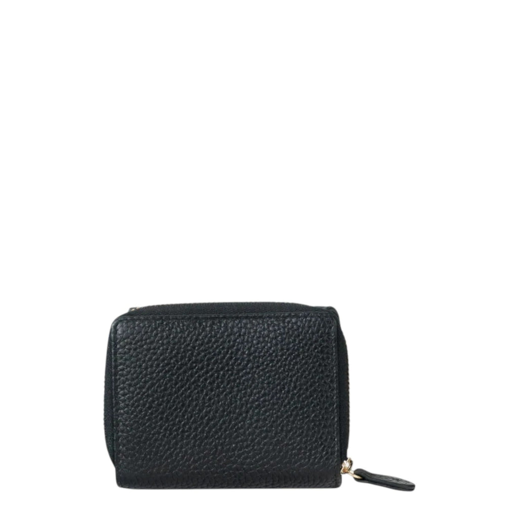 Lieblingstasche Asti RV Geldbörse 6CS in black pebbled leather with a gold zip closure