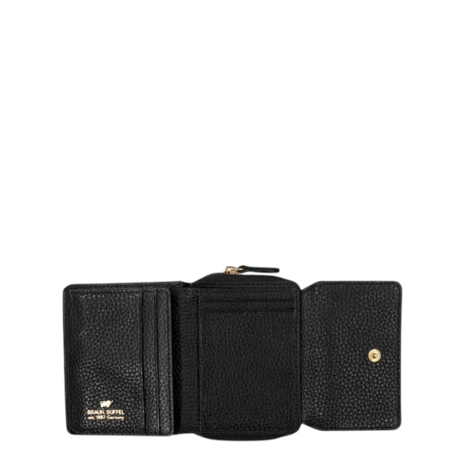 Lieblingstasche Asti RV Geldbörse 6CS in black pebbled leather with multiple card slots and gold-tone hardware