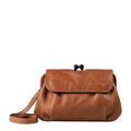 Lieblingstasche aunts & uncles Mrs. Whoopie Pie brown leather crossbody bag with flap and clip closure