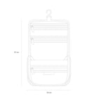 Lieblingstasche Bali washbag technical line drawing showing dimensions, hanging hook, and multiple zippered pockets.