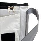 Lieblingstasche Barkasse bag made from white recycled sailcloth with grey strap and black zipper detail