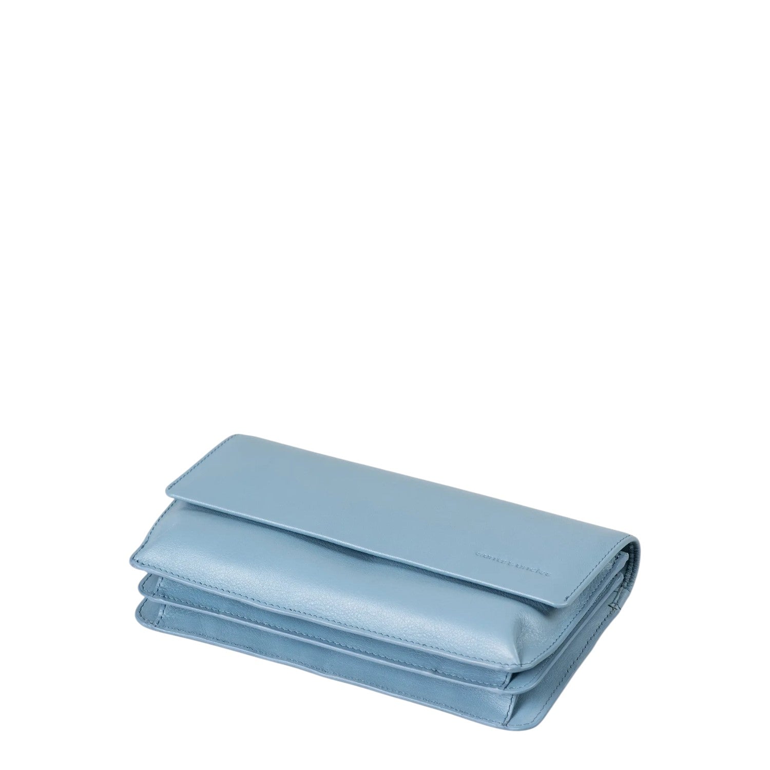 Lieblingstasche Bay light blue leather wallet with a flap closure and multi-compartment design.