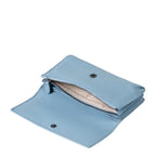 Lieblingstasche Bay light blue leather wallet with a snap button closure and interior zipper compartment