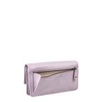 Lieblingstasche Bay lavender leather wallet with a back zipper pocket and patterned interior lining