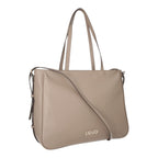 Lieblingstasche beige faux leather tote bag with shoulder strap and gold logo detail