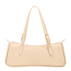 Lieblingstasche beige leather shoulder bag with adjustable buckle straps and a sleek horizontal silhouette.
