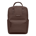 Lieblingstasche Bergen Pro backpack in dark brown with a minimalist design, top handles, and front zippered pocket.