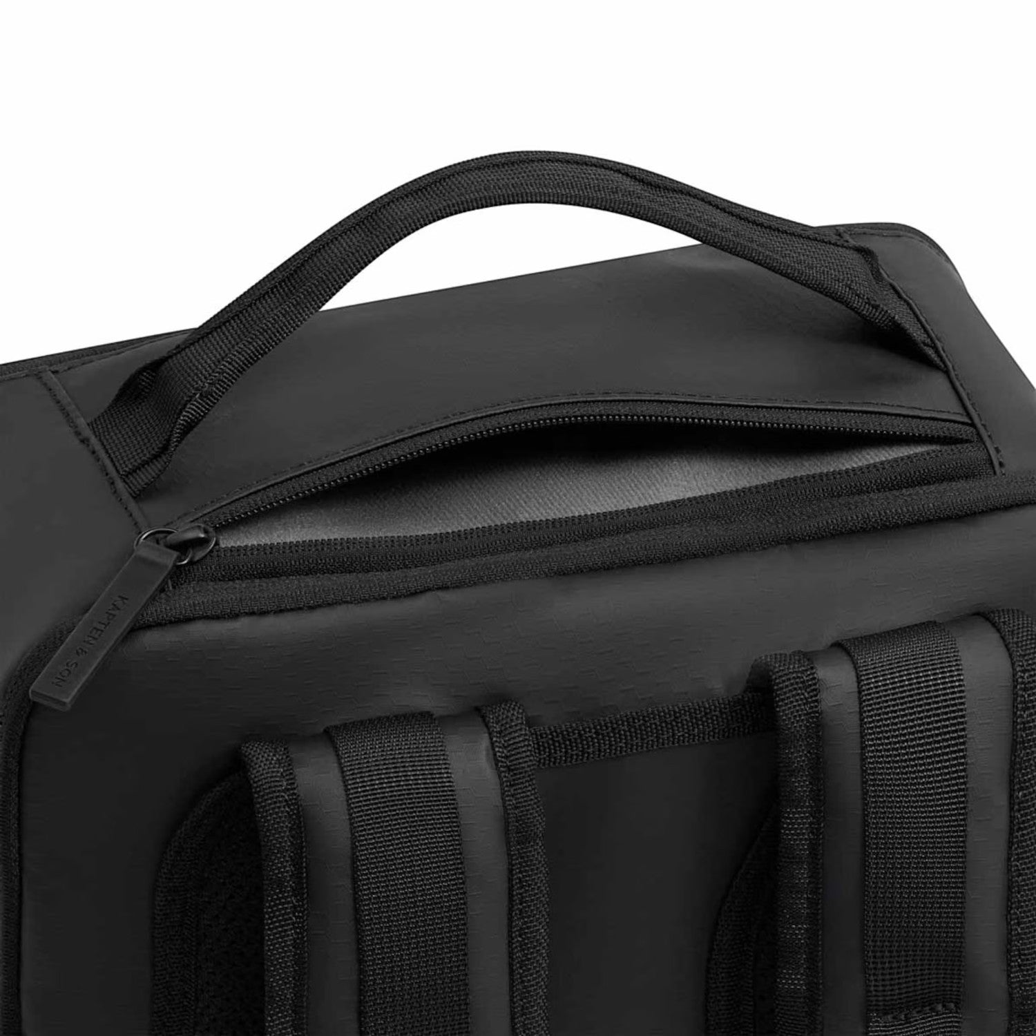 Lieblingstasche Bergen Ultra backpack in black with a top handle, zippered compartment, and padded shoulder straps.