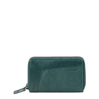 Lieblingstasche Betty dark green leather wallet with a zip-around closure and front pocket detail.
