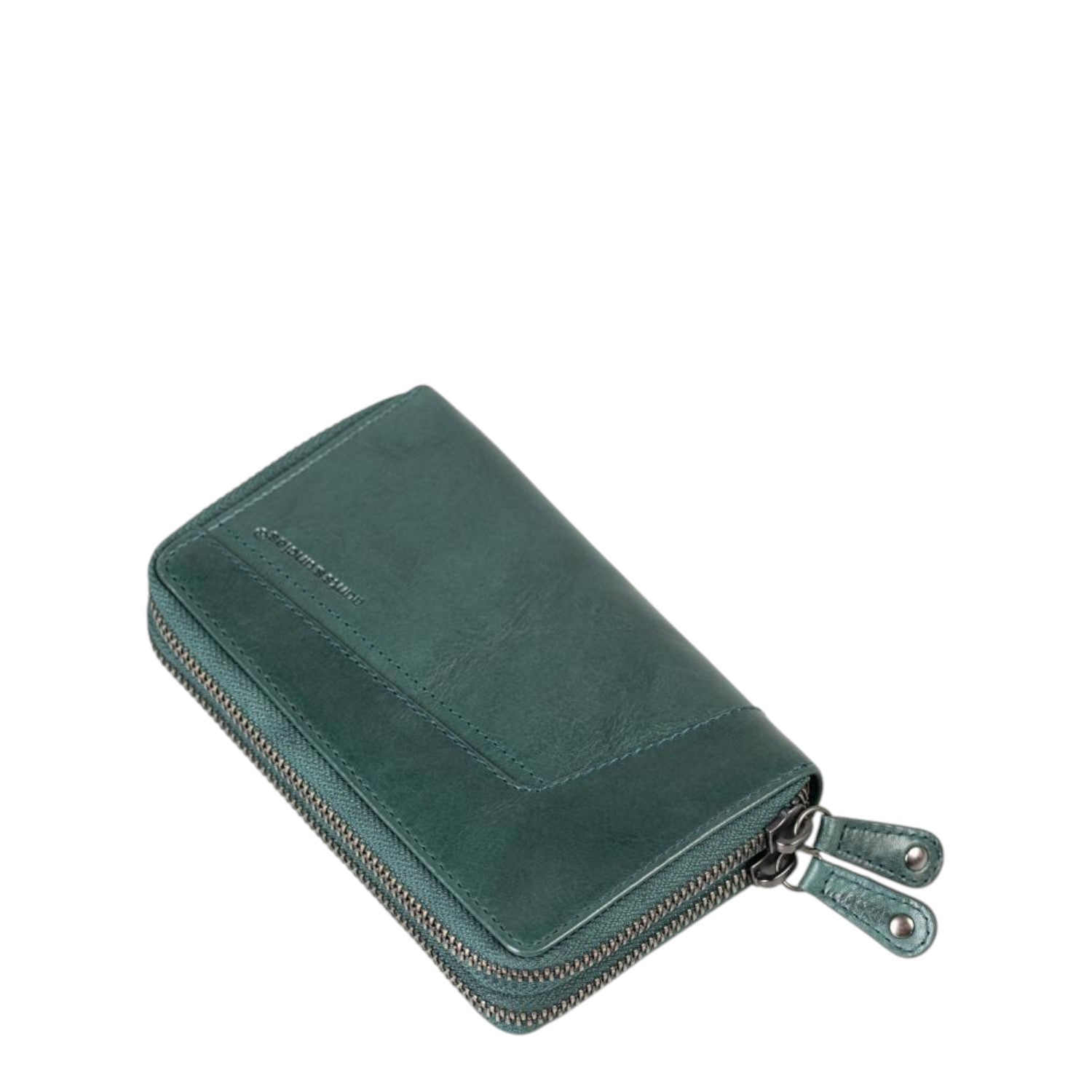 Lieblingstasche Betty dark green leather wallet with double zip closure and textured finish