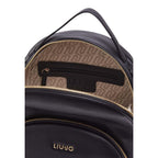 Lieblingstasche ECS Backpack M in black with gold zipper details and branded interior lining