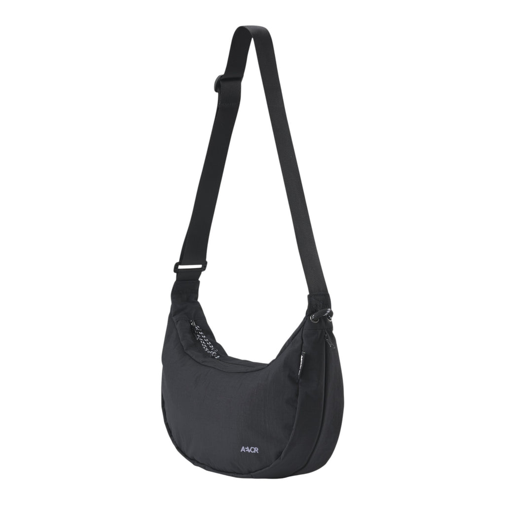Lieblingstasche black crescent-shaped sling bag with adjustable strap and zipper closure