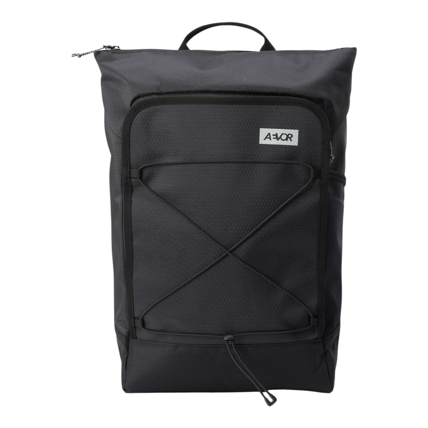 Lieblingstasche Day Pack FLX black backpack with front bungee cord system and AEVOR logo patch