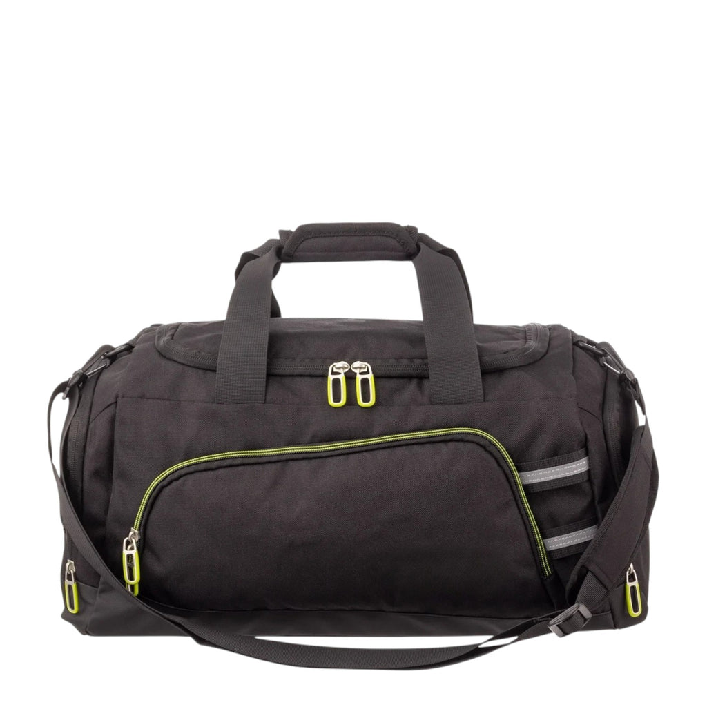 Lieblingstasche Lightstyler Duffle L black sports bag with neon green zipper pulls and reflective detailing