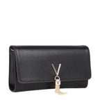 Lieblingstasche Pochette Divina black leather clutch with gold V logo tassel detail