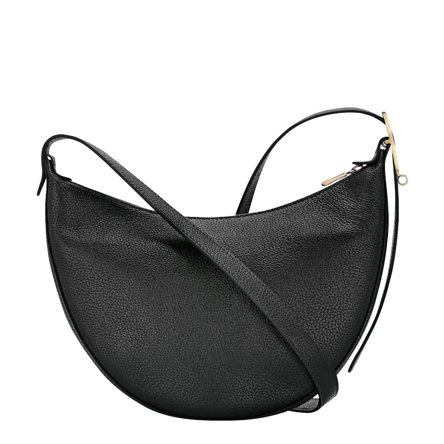 Lieblingstasche Le Foulonné black crescent-shaped leather crossbody bag with gold-tone hardware