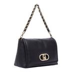 Lieblingstasche Crossbody L black leather handbag with a gold chain strap and metallic logo clasp