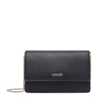 Lieblingstasche ECS Crossbody S black textured leather bag with gold chain strap and gold logo hardware