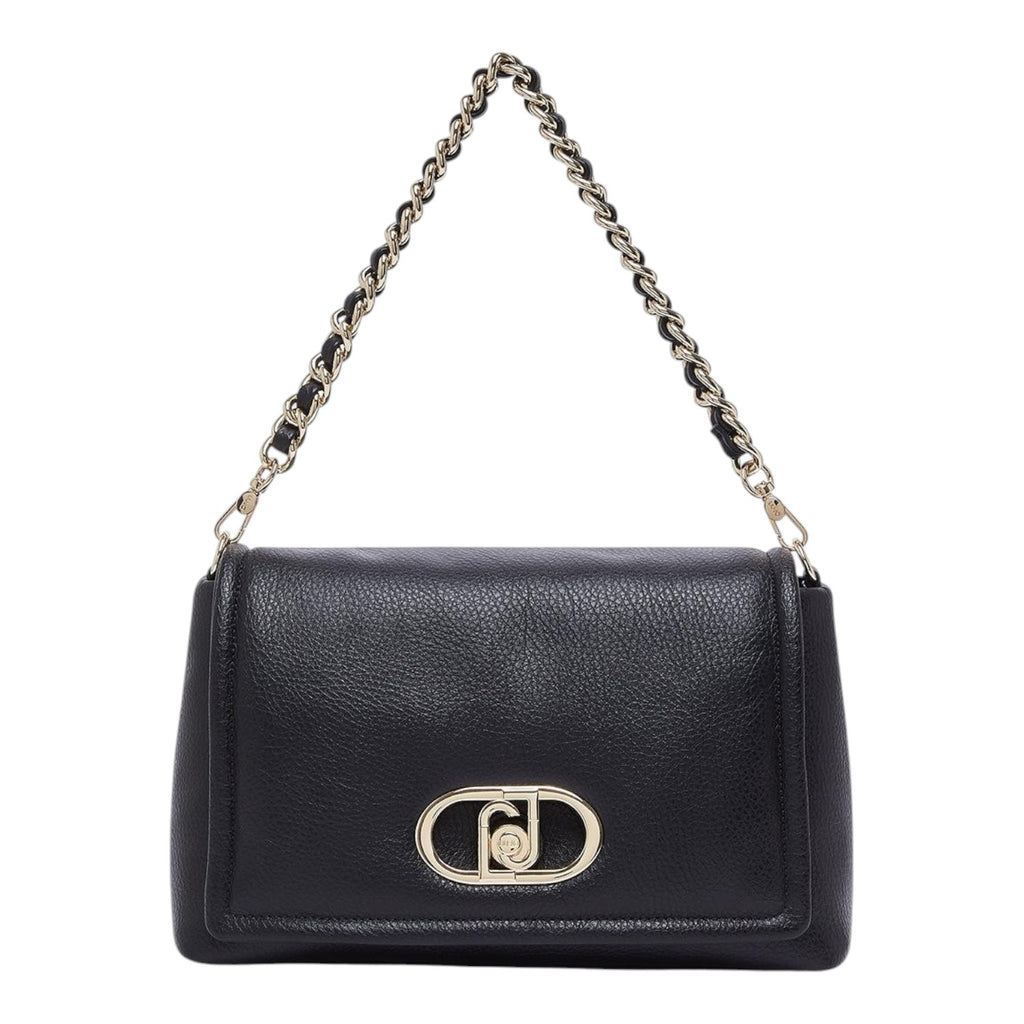 Lieblingstasche black pebbled leather crossbody bag with gold logo hardware and a chain shoulder strap