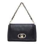 Lieblingstasche black pebbled leather crossbody bag with gold logo hardware and a chain shoulder strap