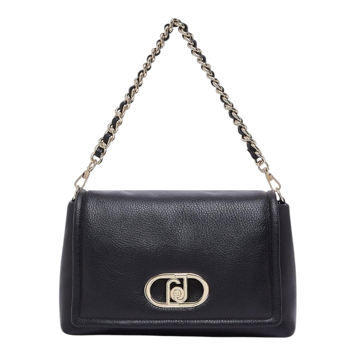 Lieblingstasche black pebbled leather crossbody bag with gold logo hardware and a chain shoulder strap