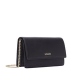 Lieblingstasche ECS Crossbody S in black pebbled leather with gold chain strap and logo detail