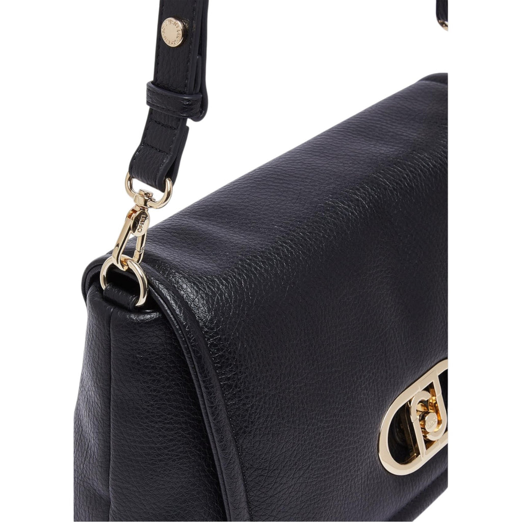 Lieblingstasche Crossbody L bag in black grained leather with gold-tone hardware and adjustable shoulder strap