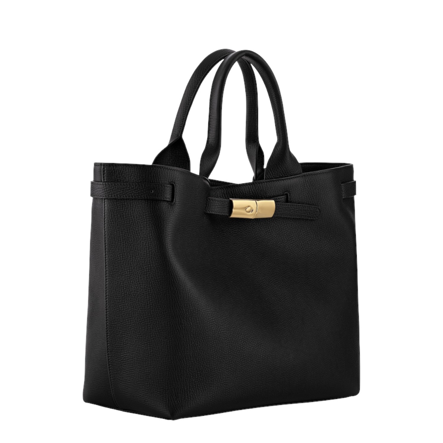 Lieblingstasche Le Smart Flow black leather handbag with gold metal clasp closure