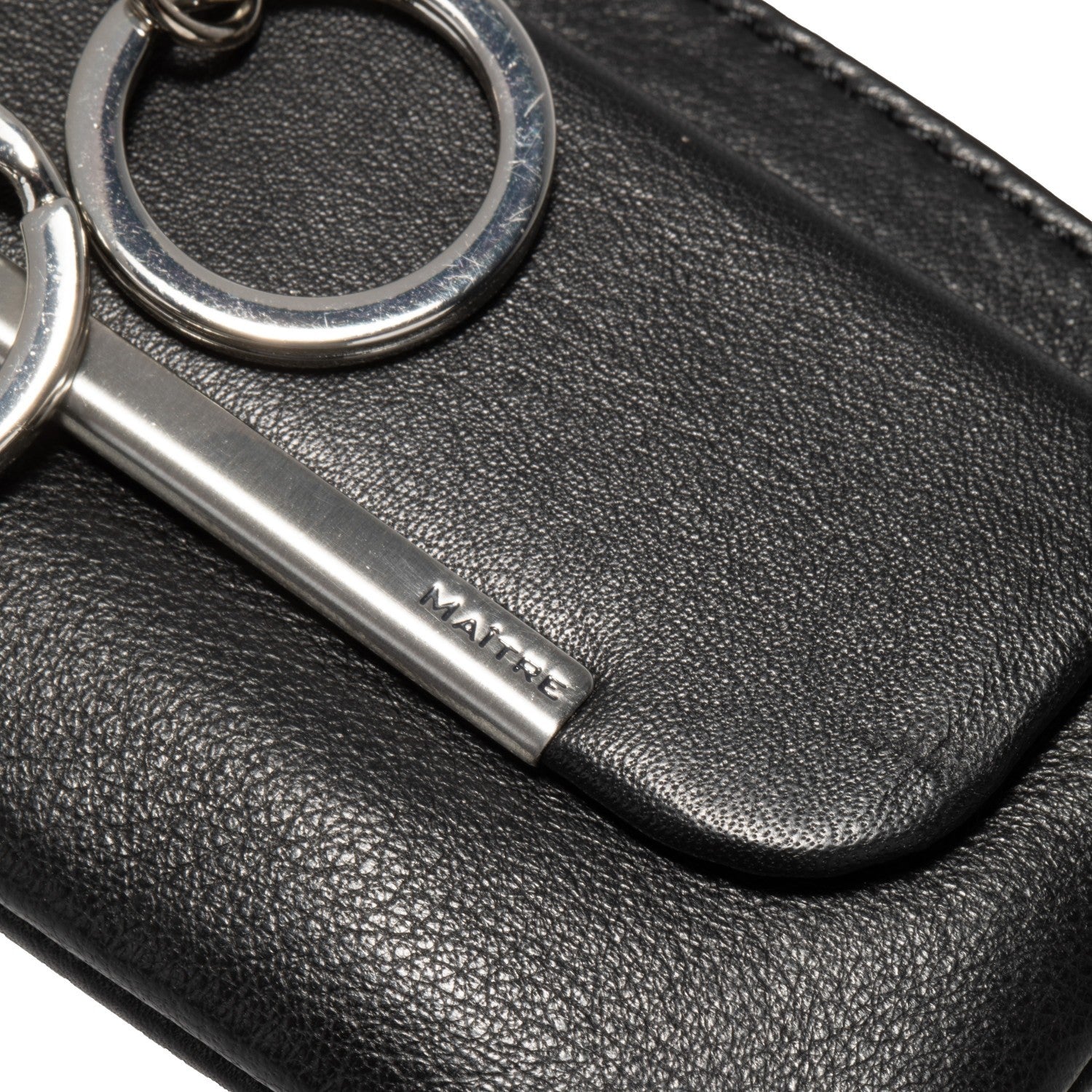Lieblingstasche black leather keycase with silver hardware and a metal key fob.