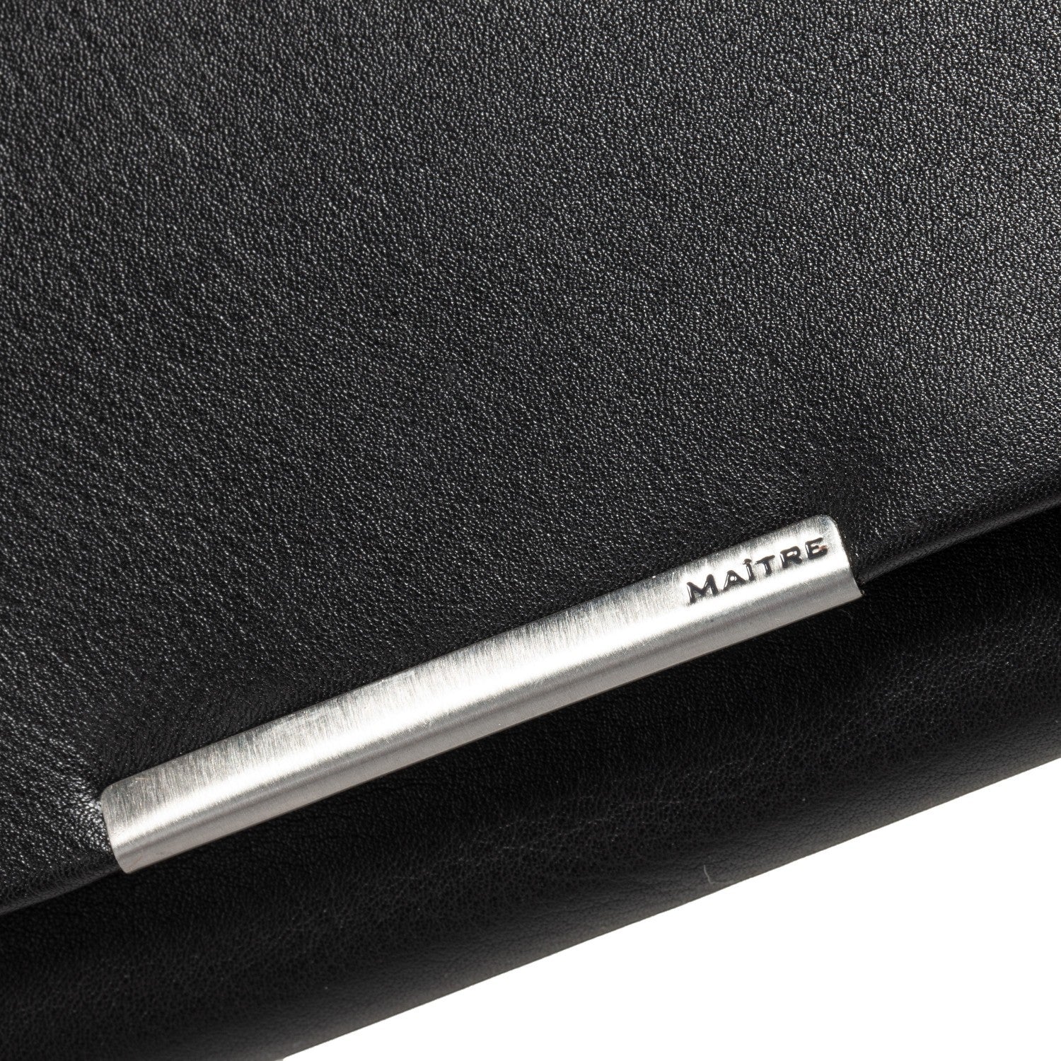 Lieblingstasche black leather purse with silver metal accent and embossed logo.