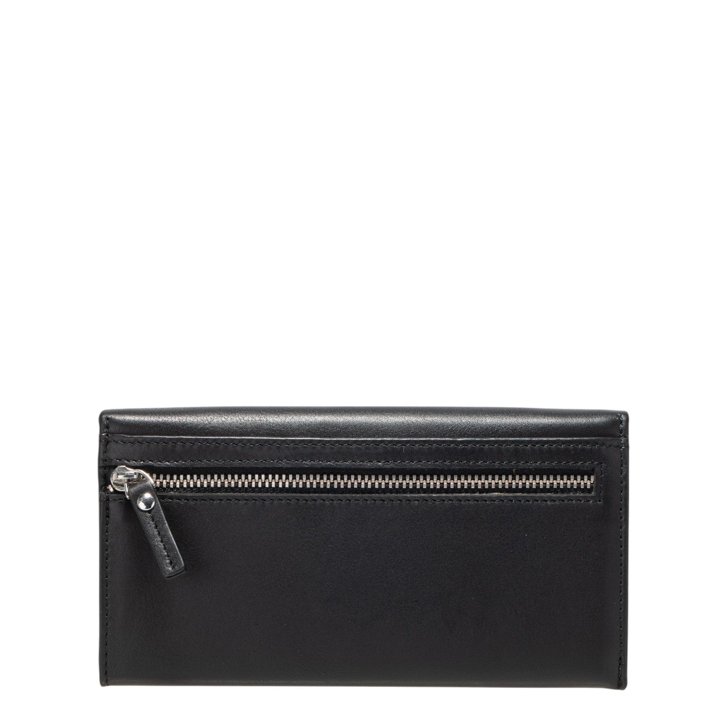 Lieblingstasche black leather Diedburg purse with zip pocket and leather pull tab.