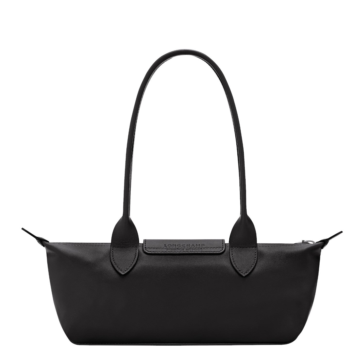 Lieblingstasche black leather Le Pliage Xtra shoulder bag S with top handles and zip closure.