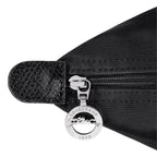 Lieblingstasche black nylon Le Pliage One handbag with leather trim and silver logo zipper pull.