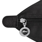 Lieblingstasche black nylon Le Pliage One shoulder bag with leather trim and silver zipper detail.