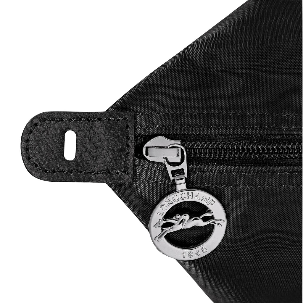 Lieblingstasche black nylon Le Pliage One Reisetasche XL travel bag with silver zipper and horse logo charm