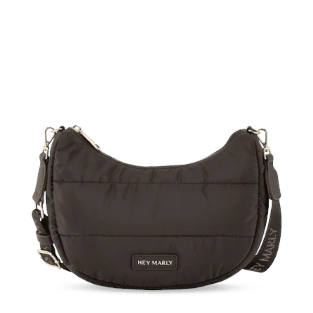 Lieblingstasche Lifetime Buddy S black quilted nylon crescent crossbody bag with adjustable branded strap