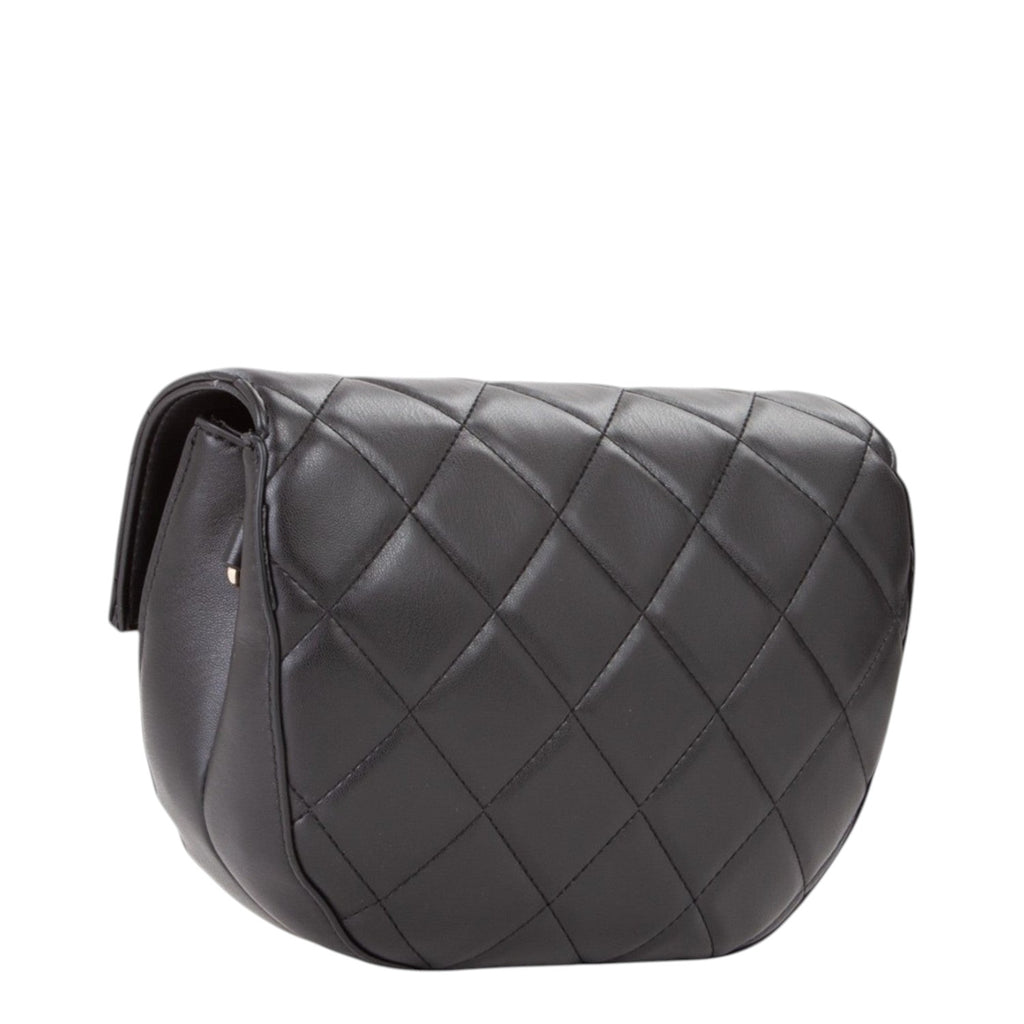 Lieblingstasche black quilted faux leather flap bag with curved silhouette.
