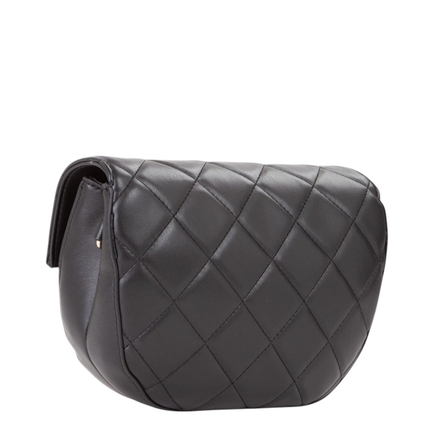 Lieblingstasche black quilted faux leather flap bag with curved silhouette.